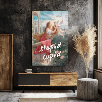 "Stupid Cupid" Temalı Aşk Dolu Cam Tablo - Glazella