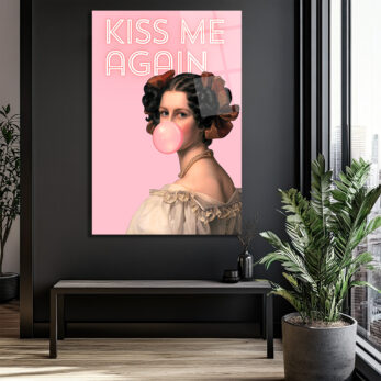 Kiss Me Again Balonlu Kız Modern Cam Tablo - Pop Art Duvar Sanatı - Glazella Kiss Me Again Balonlu Kız Modern Cam Tablo - Pop Art Duvar Sanatı - Glazella