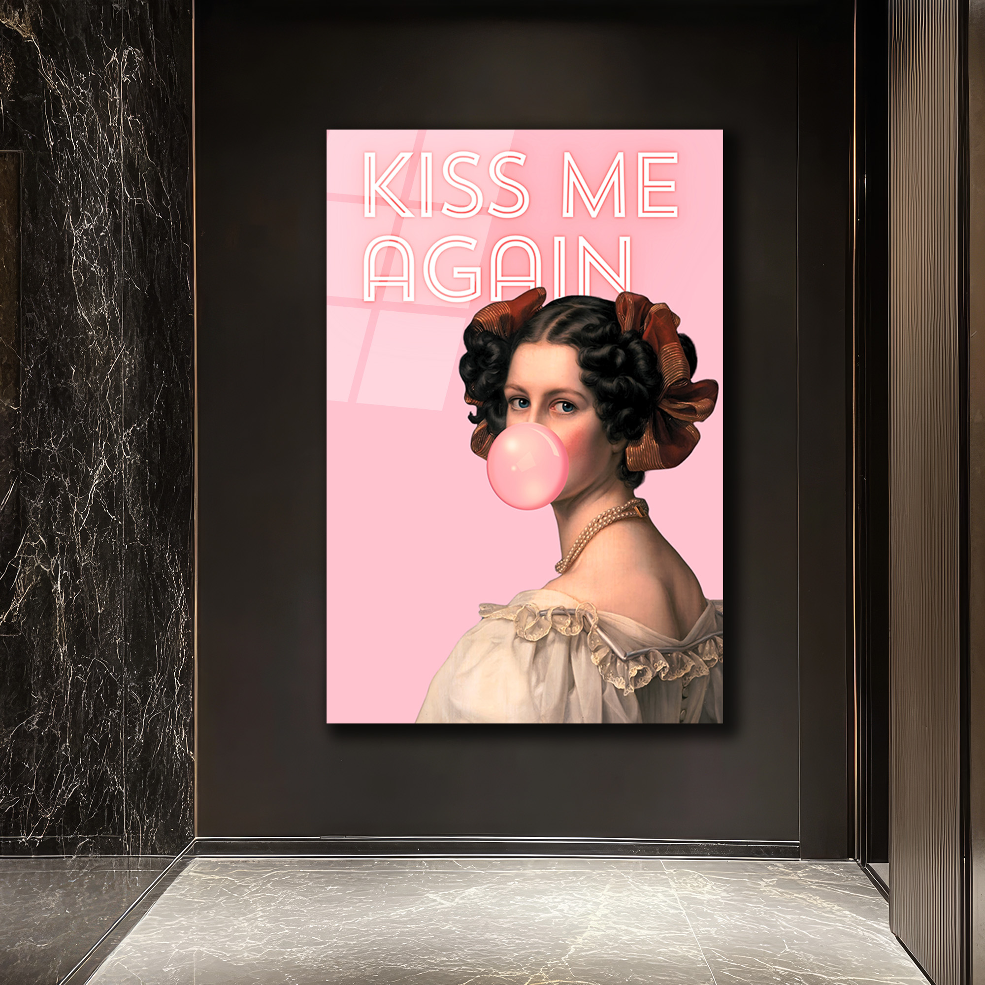 Kiss Me Again Balonlu Kız Modern Cam Tablo - Pop Art Duvar Sanatı - Glazella Kiss Me Again Balonlu Kız Modern Cam Tablo - Pop Art Duvar Sanatı - Glazella