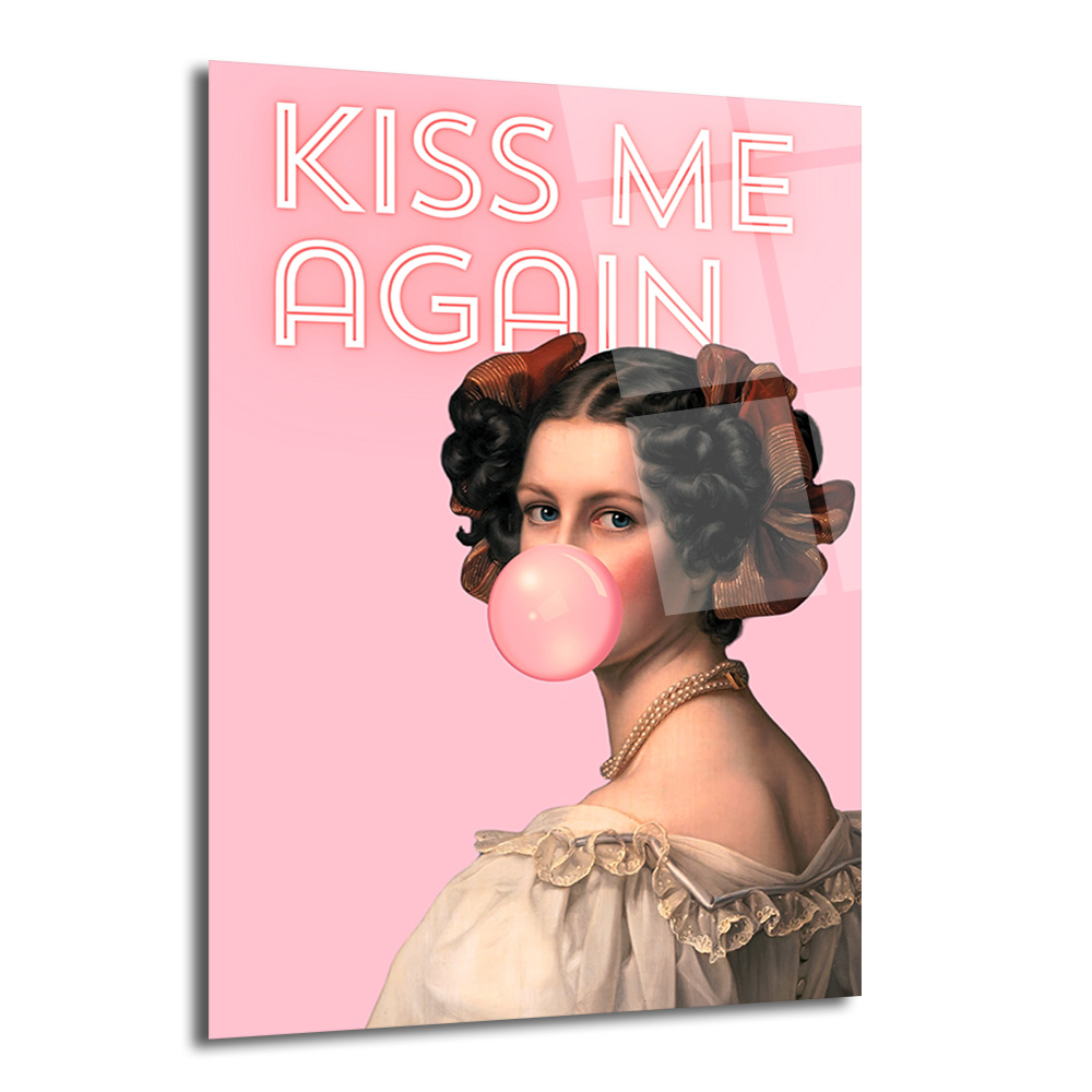 Kiss Me Again Balonlu Kız Modern Cam Tablo - Pop Art Duvar Sanatı - Glazella Kiss Me Again Balonlu Kız Modern Cam Tablo - Pop Art Duvar Sanatı - Glazella
