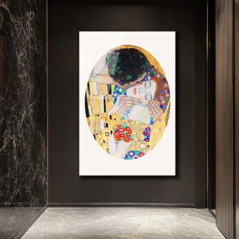 Klimt Öpücük Cam Tablo: Aşkın Altın Dokunuşu - Glazella