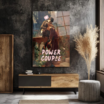 Aşkın Gücü: Power Couple Temalı Sanatsal Cam Tablo - Glazella