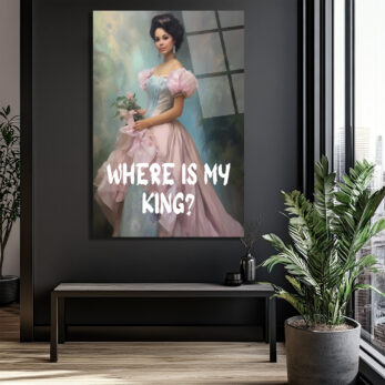 "Nerede Benim Kralım?" Romantik Portre Temalı Sanatsal Cam Tablo - Glazella