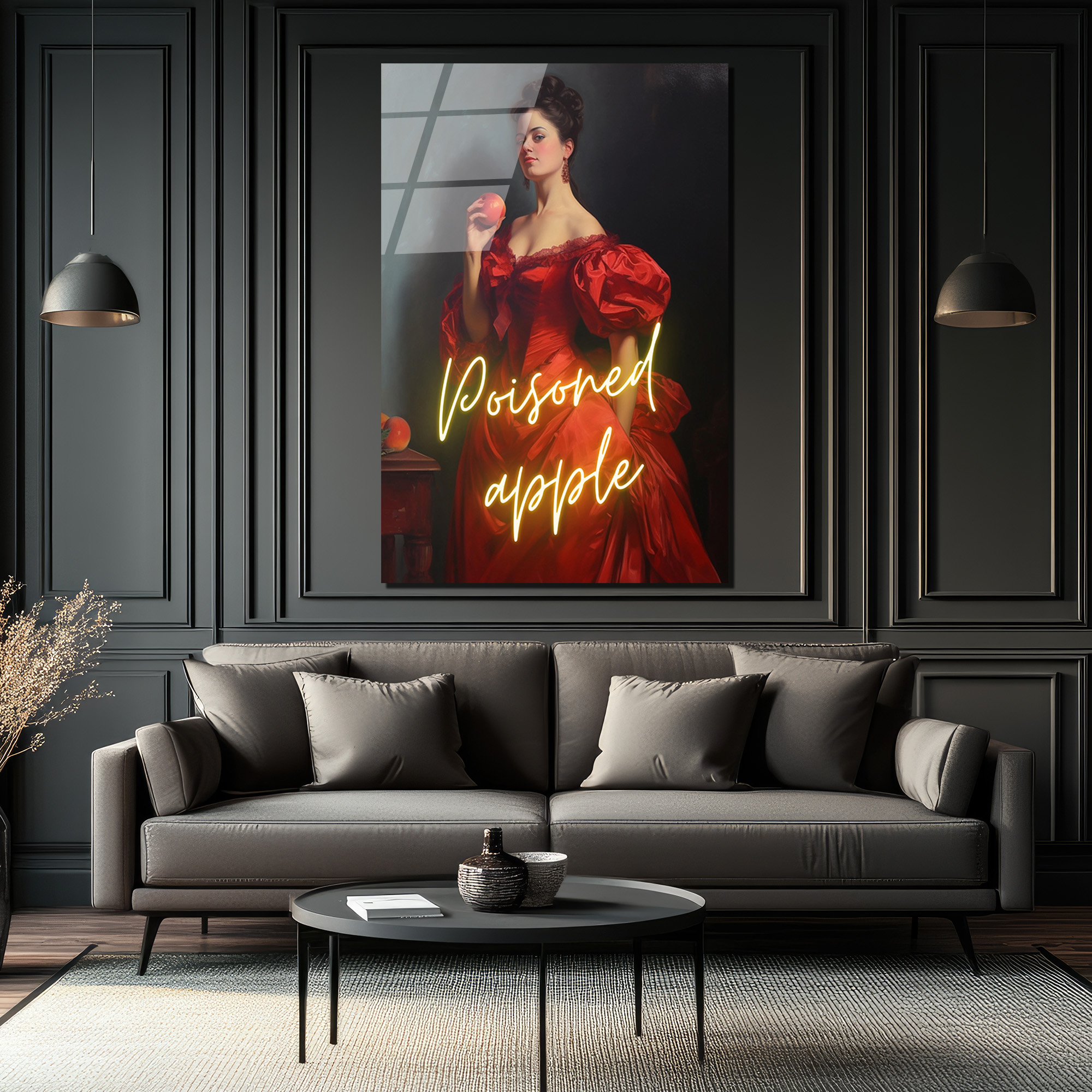 Büyüleyici Zehirli Elma Neon Sanat Cam Tablo - Glazella Büyüleyici Zehirli Elma Neon Sanat Cam Tablo - Glazella