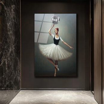 Balerin ve Disko Topu Modern Sanat Cam Tablo - Glazella Balerin ve Disko Topu Modern Sanat Cam Tablo - Glazella
