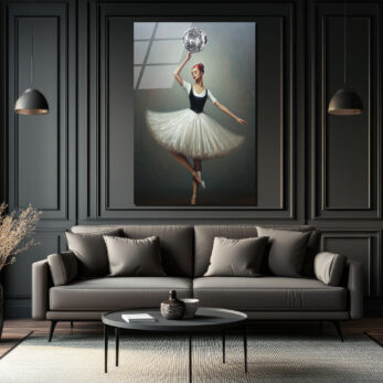 Balerin ve Disko Topu Modern Sanat Cam Tablo - Glazella Balerin ve Disko Topu Modern Sanat Cam Tablo - Glazella