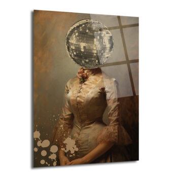 Sürreal Disko Balosu Kadın Figürü Modern Cam Tablo - Glazella