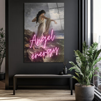 Melek Enerjisi Neon Klasik Sanat Cam Tablo - Glazella Melek Enerjisi Neon Klasik Sanat Cam Tablo - Glazella
