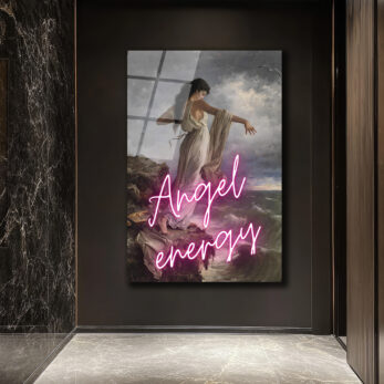 Melek Enerjisi Neon Klasik Sanat Cam Tablo - Glazella Melek Enerjisi Neon Klasik Sanat Cam Tablo - Glazella