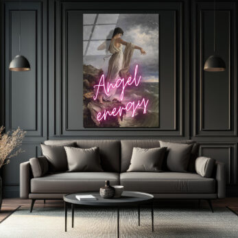 Melek Enerjisi Neon Klasik Sanat Cam Tablo - Glazella Melek Enerjisi Neon Klasik Sanat Cam Tablo - Glazella