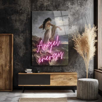 Melek Enerjisi Neon Klasik Sanat Cam Tablo - Glazella Melek Enerjisi Neon Klasik Sanat Cam Tablo - Glazella