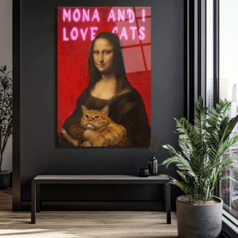 Mona ve Kedisi 'I Love Cats' Temalı Pop Art Cam Tablo - Glazella Mona ve Kedisi 'I Love Cats' Temalı Pop Art Cam Tablo - Glazella