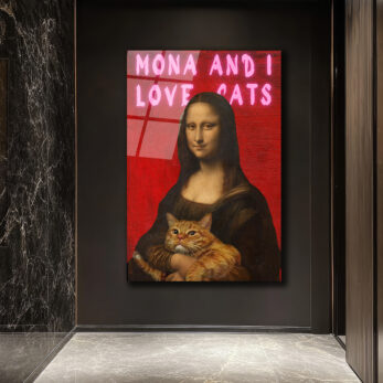 Mona ve Kedisi 'I Love Cats' Temalı Pop Art Cam Tablo - Glazella Mona ve Kedisi 'I Love Cats' Temalı Pop Art Cam Tablo - Glazella