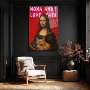 Mona ve Kedisi 'I Love Cats' Temalı Pop Art Cam Tablo - Glazella Mona ve Kedisi 'I Love Cats' Temalı Pop Art Cam Tablo - Glazella