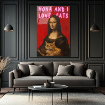 Mona ve Kedisi 'I Love Cats' Temalı Pop Art Cam Tablo - Glazella Mona ve Kedisi 'I Love Cats' Temalı Pop Art Cam Tablo - Glazella