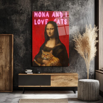 Mona ve Kedisi 'I Love Cats' Temalı Pop Art Cam Tablo - Glazella Mona ve Kedisi 'I Love Cats' Temalı Pop Art Cam Tablo - Glazella
