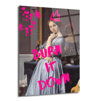 "Burn It Down" Temalı Modern Klasik Cam Tablo - Glazella