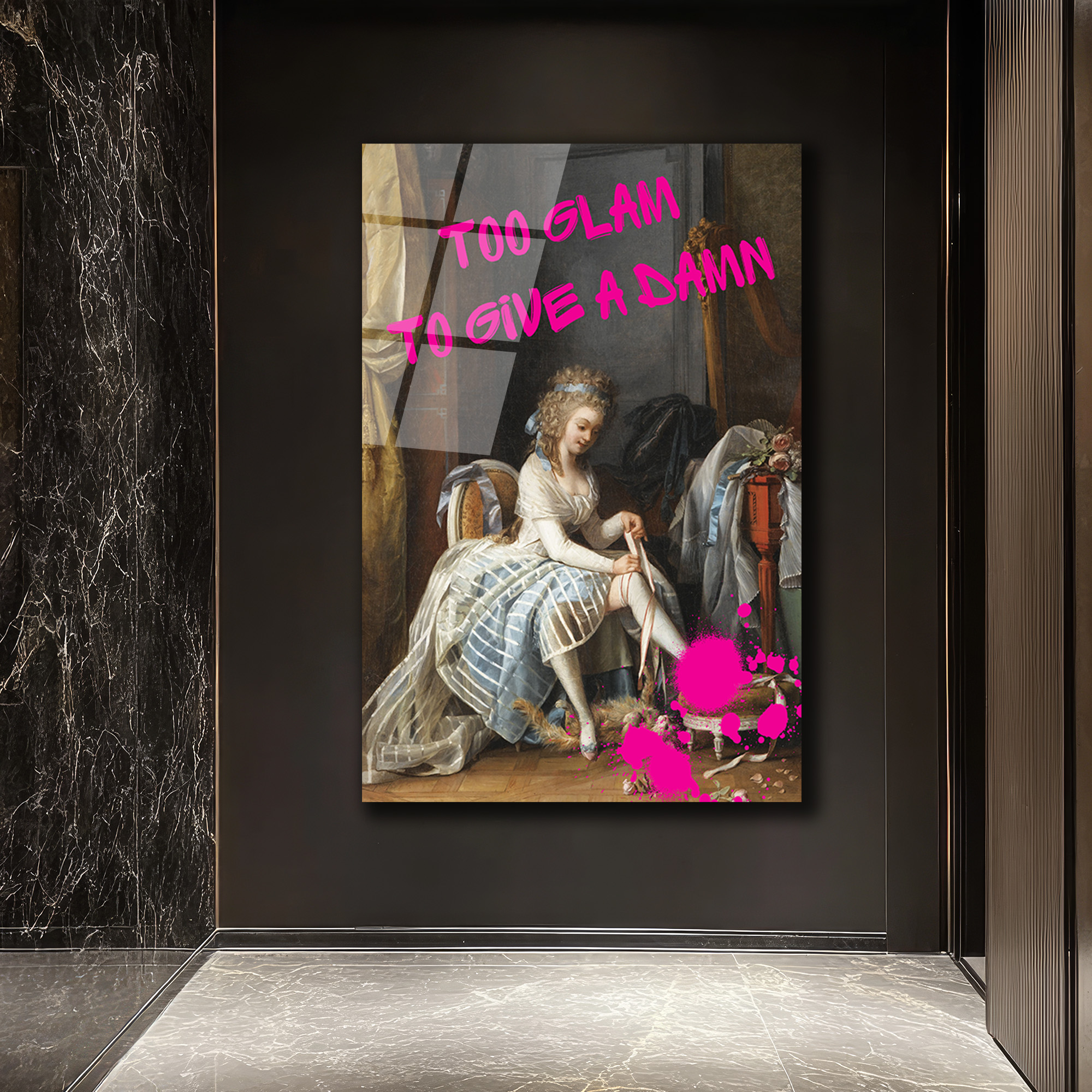 Too Glam To Give A Damn Modern Sanat Cam Tablo - Glazella Too Glam To Give A Damn Modern Sanat Cam Tablo - Glazella