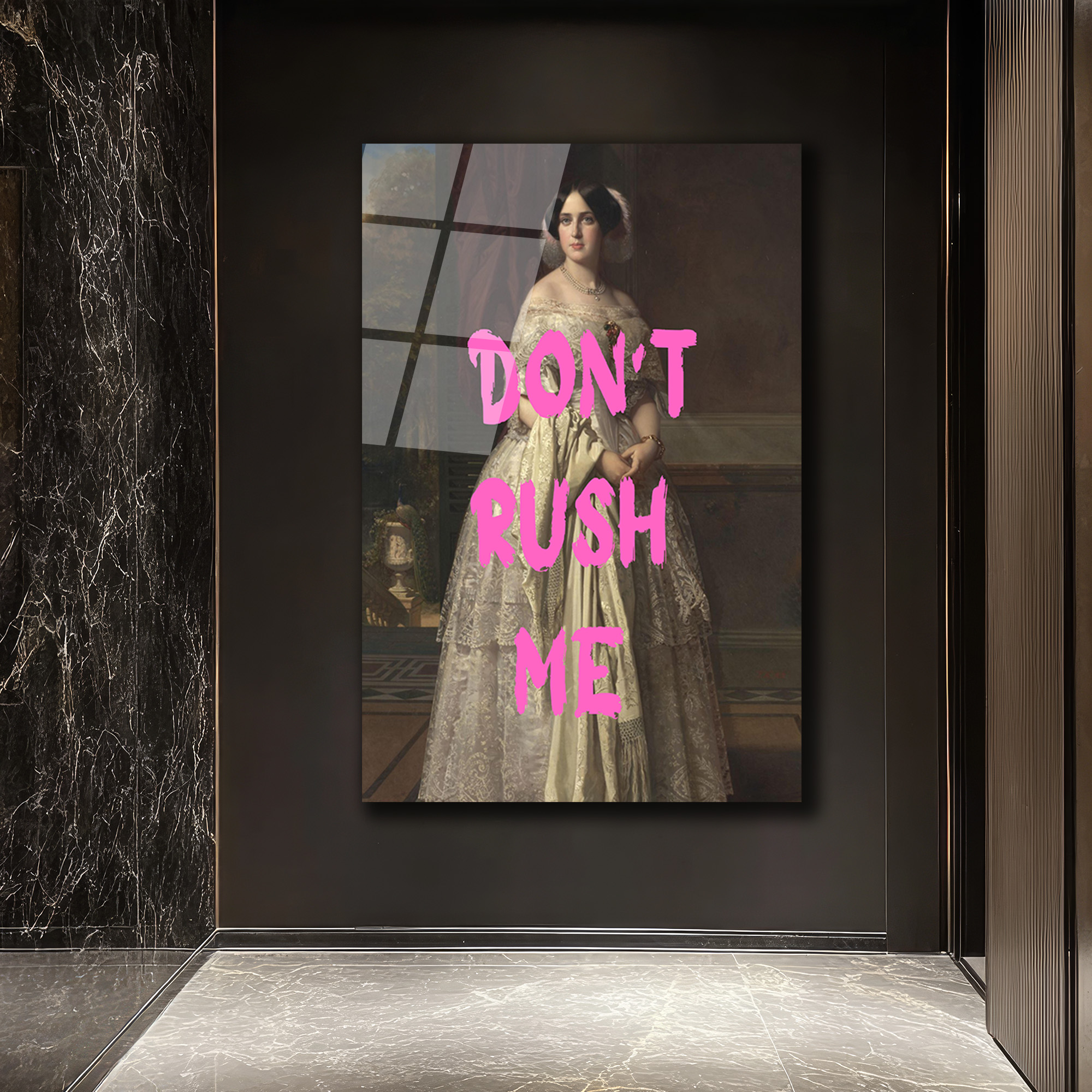 Don't Rush Me Vintage Modern Füzyon Cam Tablo - Glazella Don't Rush Me Vintage Modern Füzyon Cam Tablo - Glazella