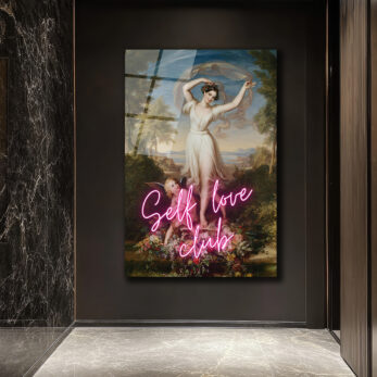 Self Love Club Neon Temalı Klasik Sanat Cam Tablo - Glazella Self Love Club Neon Temalı Klasik Sanat Cam Tablo - Glazella