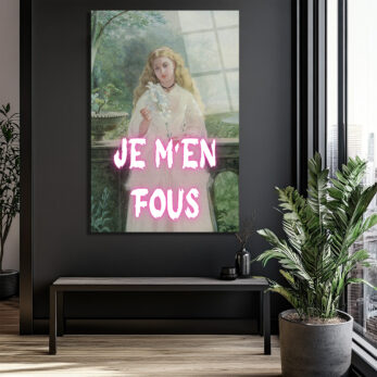 Je M'en Fous Neon Yazılı Klasik Sanat Cam Tablo - Glazella