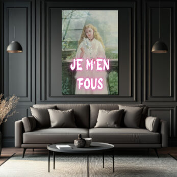 Je M'en Fous Neon Yazılı Klasik Sanat Cam Tablo - Glazella