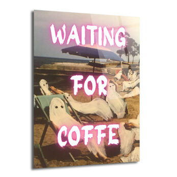 "Waiting For Coffee" Temalı Eğlenceli Hayaletler Cam Tablo - Glazella