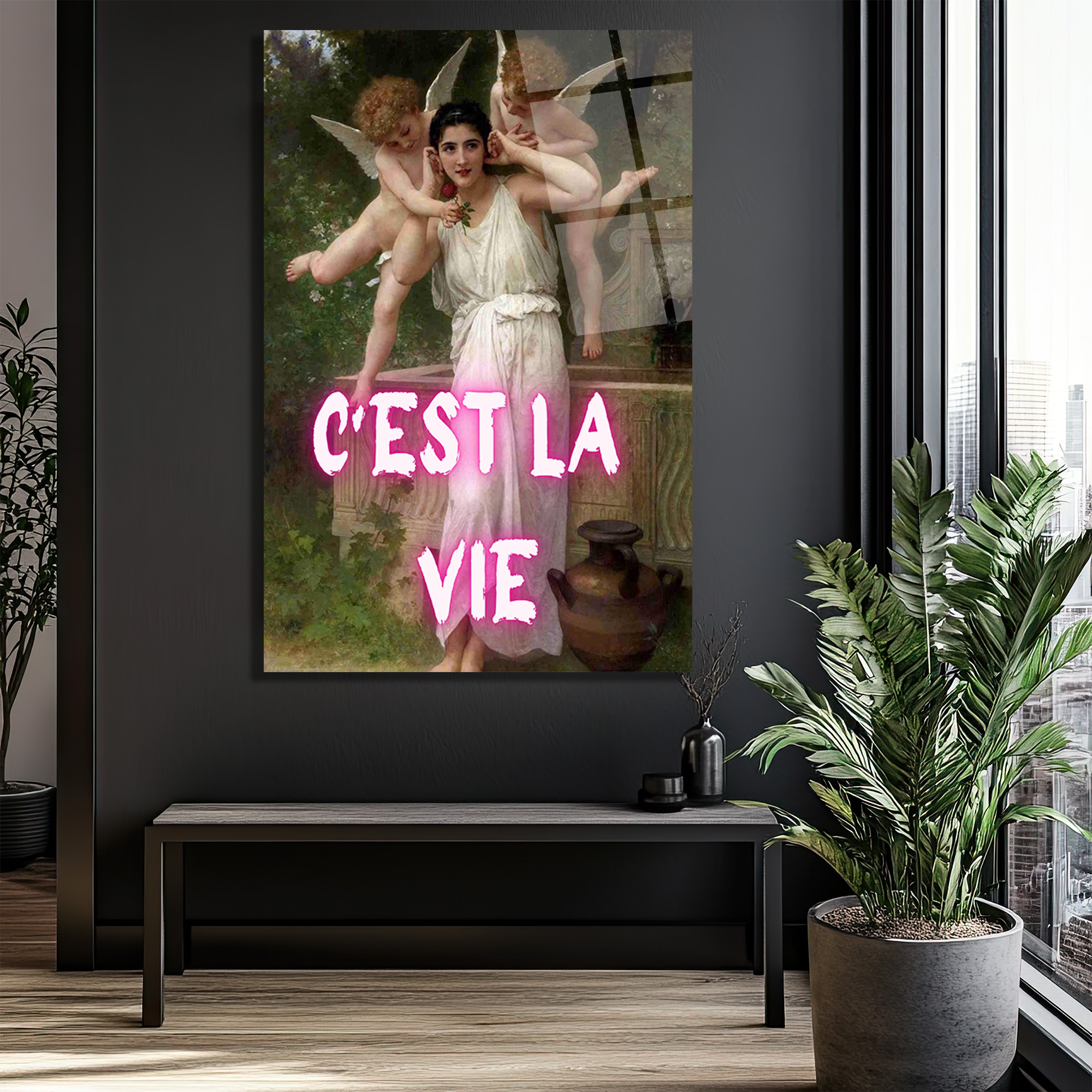 C'est La Vie Neon Yazılı Klasik Sanat Cam Tablo - Glazella C'est La Vie Neon Yazılı Klasik Sanat Cam Tablo - Glazella