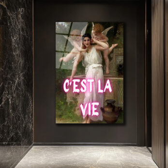 C'est La Vie Neon Yazılı Klasik Sanat Cam Tablo - Glazella C'est La Vie Neon Yazılı Klasik Sanat Cam Tablo - Glazella