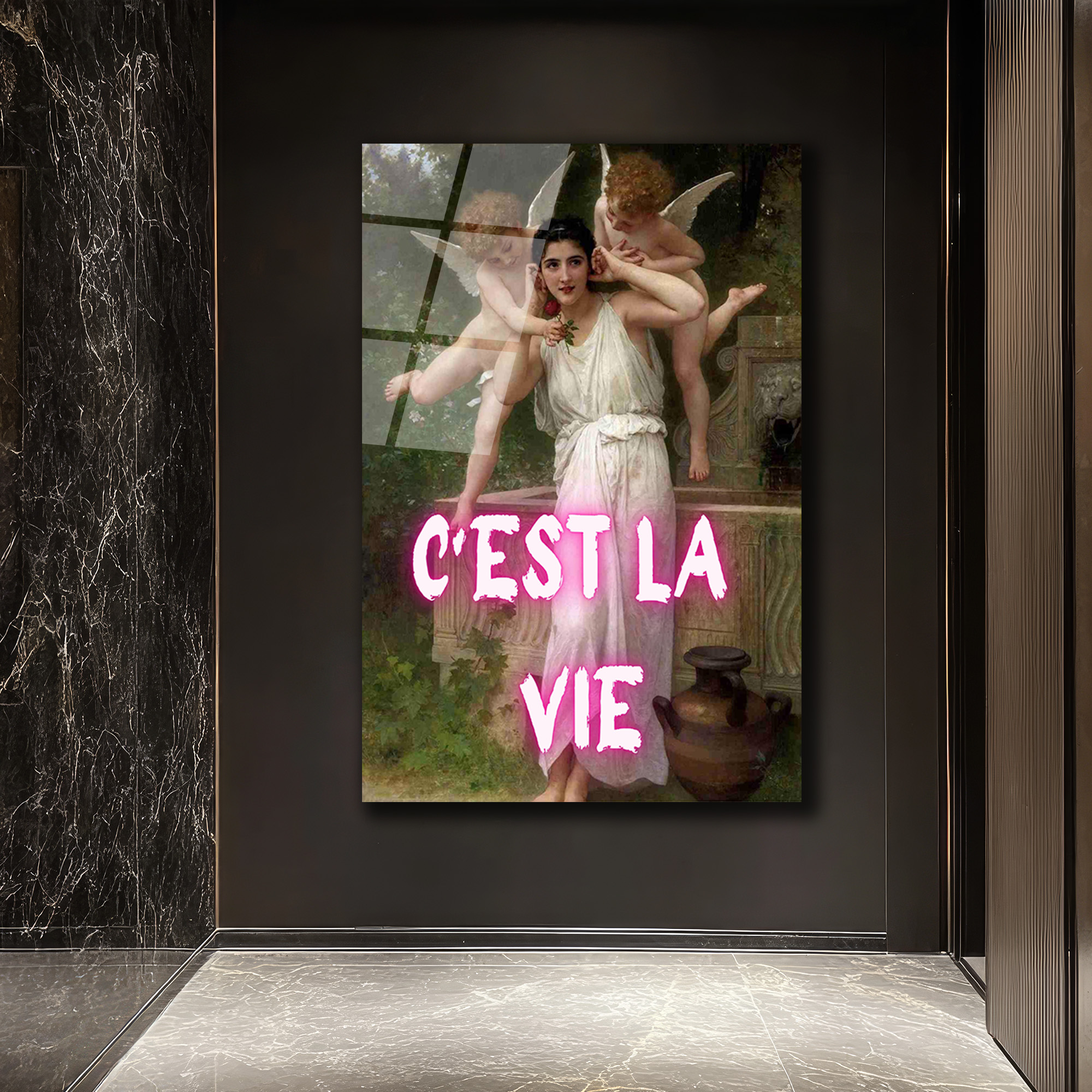 C'est La Vie Neon Yazılı Klasik Sanat Cam Tablo - Glazella C'est La Vie Neon Yazılı Klasik Sanat Cam Tablo - Glazella