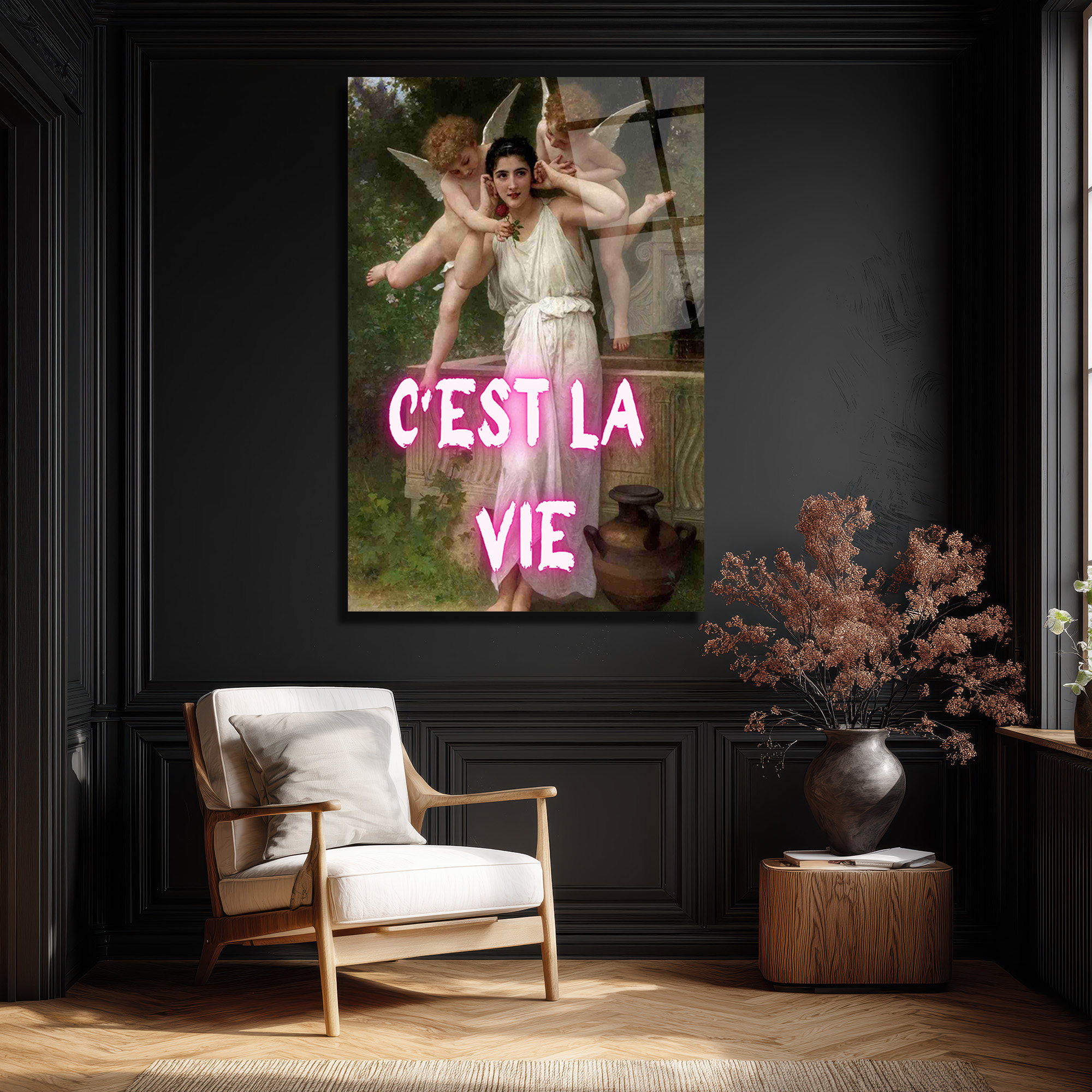 C'est La Vie Neon Yazılı Klasik Sanat Cam Tablo - Glazella C'est La Vie Neon Yazılı Klasik Sanat Cam Tablo - Glazella