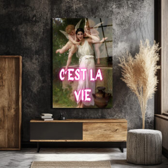 C'est La Vie Neon Yazılı Klasik Sanat Cam Tablo - Glazella C'est La Vie Neon Yazılı Klasik Sanat Cam Tablo - Glazella
