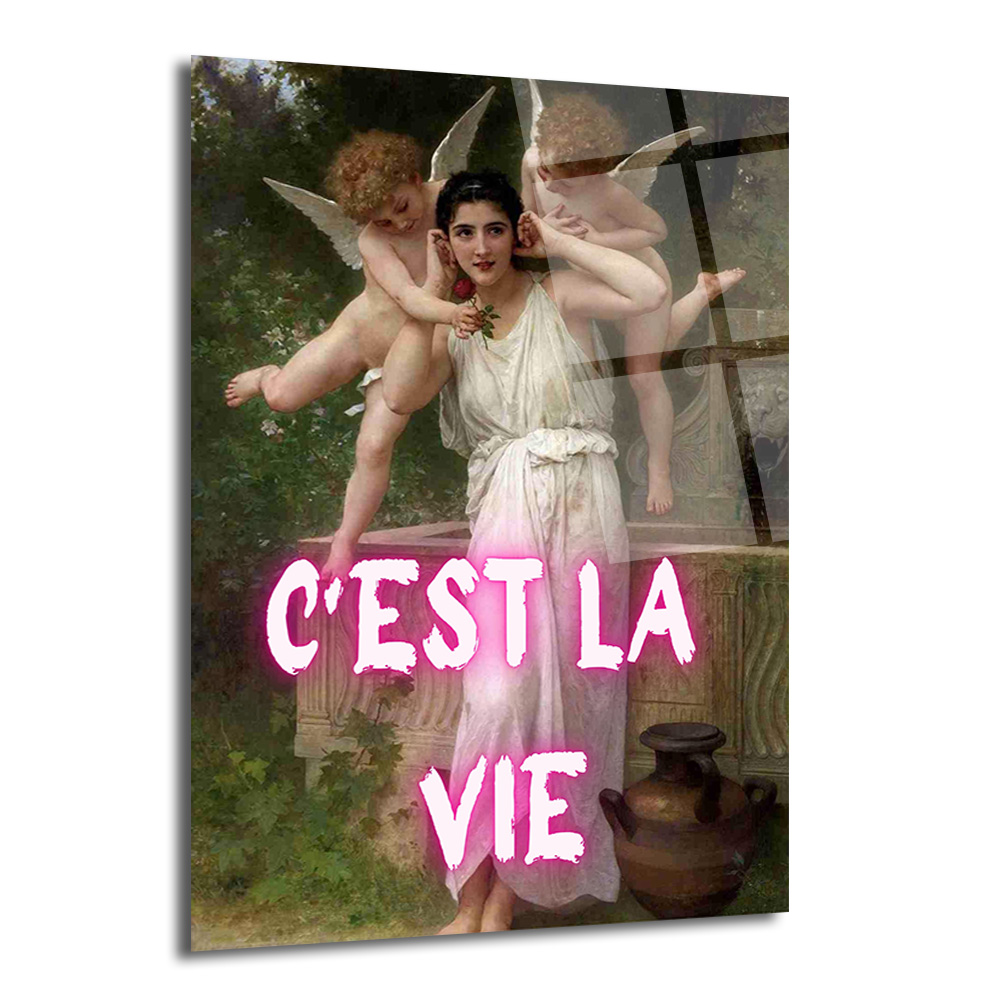 C'est La Vie Neon Yazılı Klasik Sanat Cam Tablo - Glazella C'est La Vie Neon Yazılı Klasik Sanat Cam Tablo - Glazella