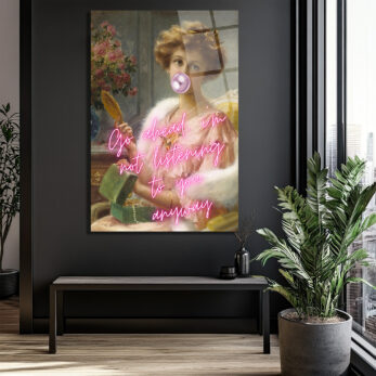 Asi Ruhlu Kadın Neon Yazılı Cam Tablo - Glazella Sanat - Glazella