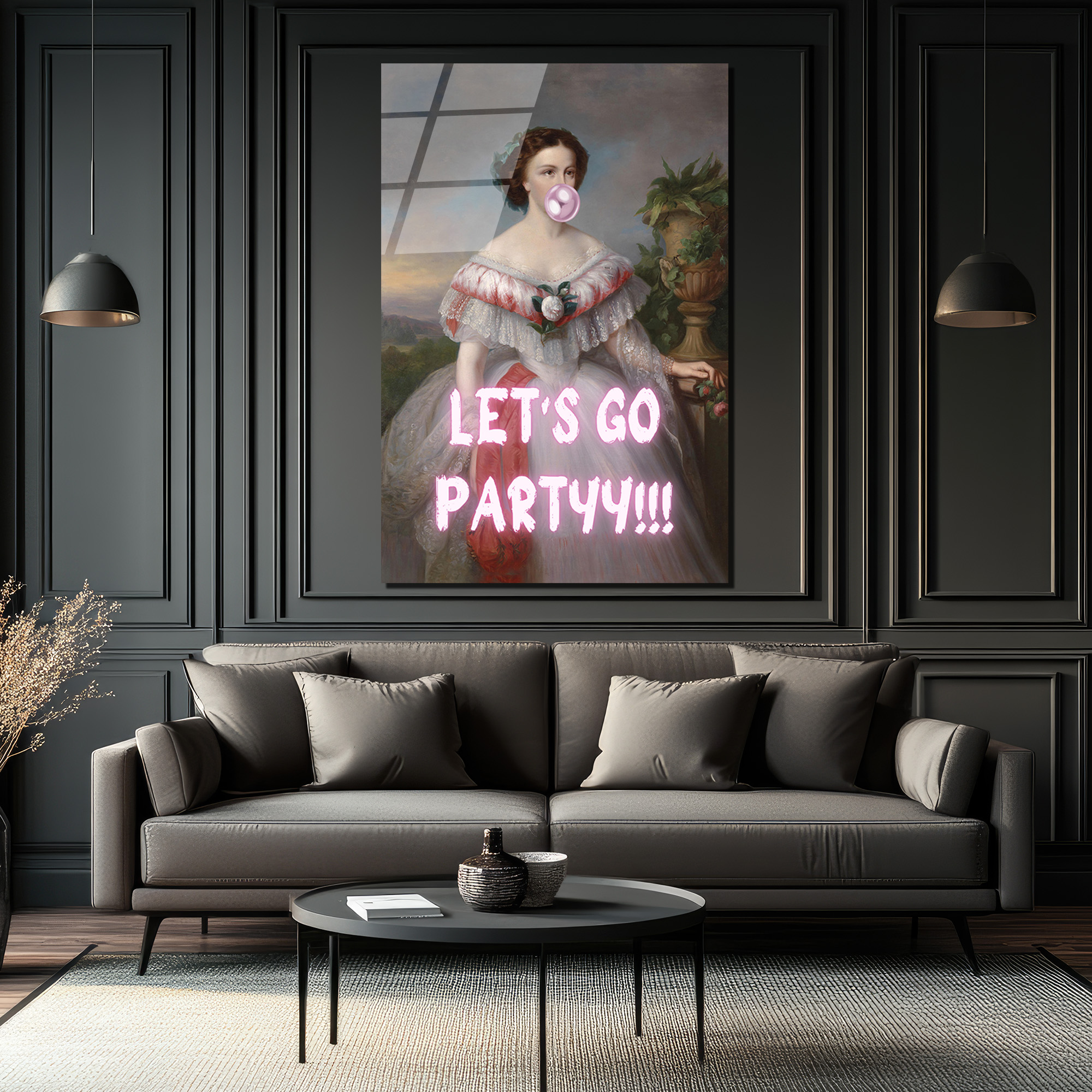 "Partiye Gidelim" Temalı Modern Klasik Cam Tablo - Glazella "Partiye Gidelim" Temalı Modern Klasik Cam Tablo - Glazella