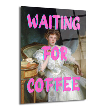 "Waiting For Coffee" Pop Art Klasik Cam Tablo - Mizahi Duvar Sanatı - Glazella