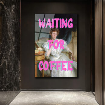 "Waiting For Coffee" Pop Art Klasik Cam Tablo - Mizahi Duvar Sanatı - Glazella "Waiting For Coffee" Pop Art Klasik Cam Tablo - Mizahi Duvar Sanatı - Glazella