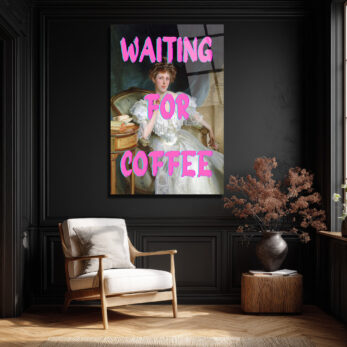 "Waiting For Coffee" Pop Art Klasik Cam Tablo - Mizahi Duvar Sanatı - Glazella "Waiting For Coffee" Pop Art Klasik Cam Tablo - Mizahi Duvar Sanatı - Glazella
