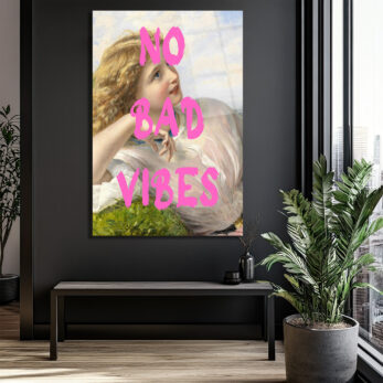No Bad Vibes Modern Klasik Cam Tablo - Glazella No Bad Vibes Modern Klasik Cam Tablo - Glazella