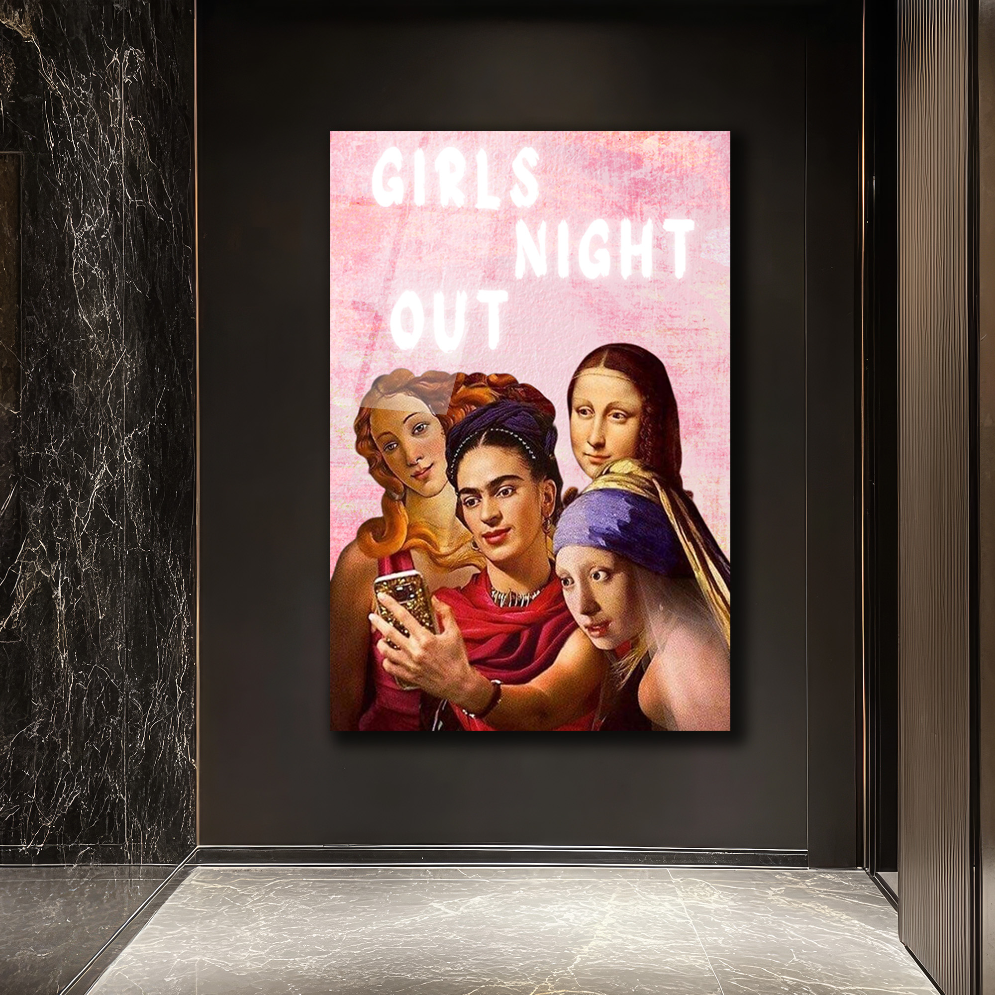 Girls Night Out: Sanat İkonları Selfie'de Cam Tablo - Glazella Girls Night Out: Sanat İkonları Selfie'de Cam Tablo - Glazella