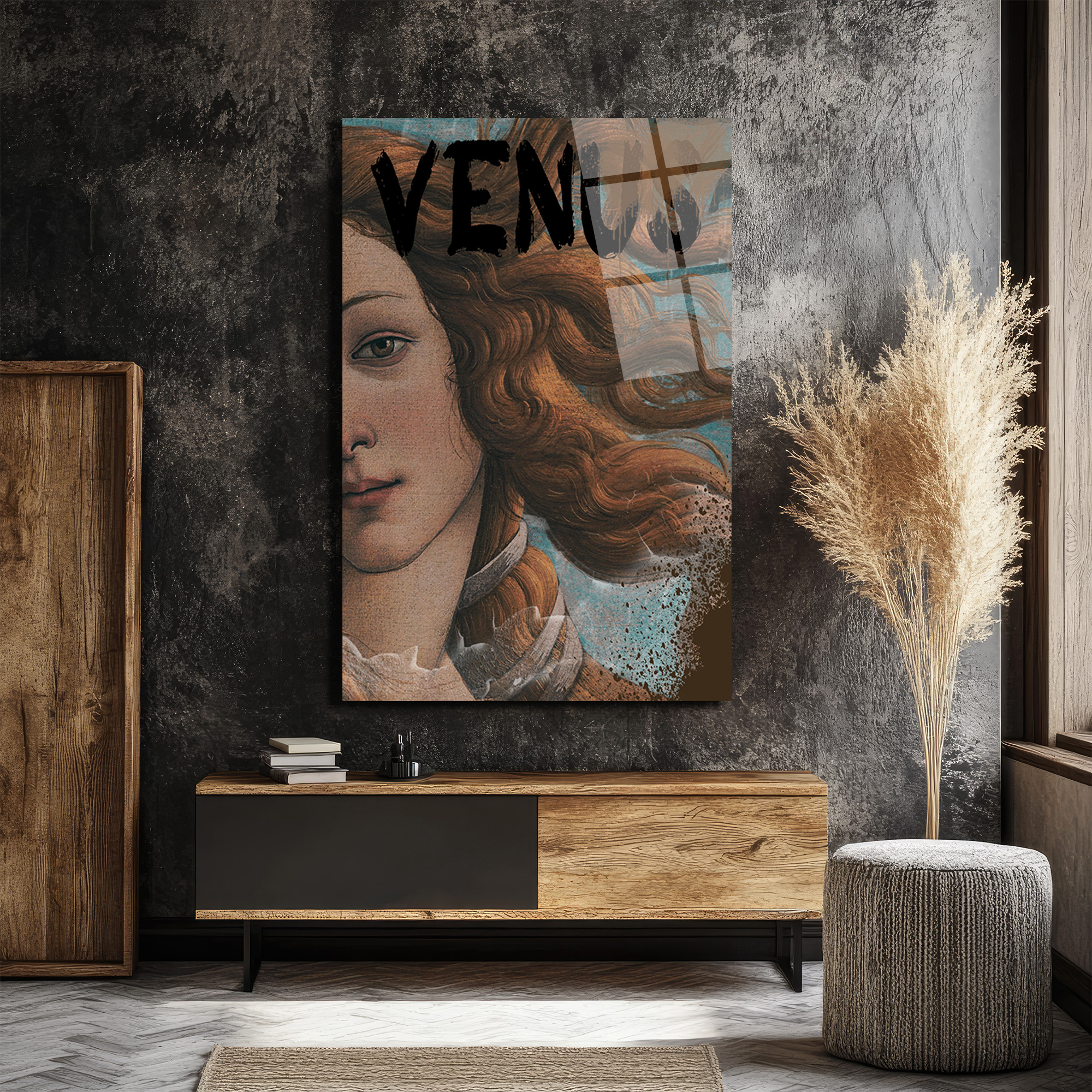 Botticelli Venüs Modern Graffiti Sanat Cam Tablo - Glazella Botticelli Venüs Modern Graffiti Sanat Cam Tablo - Glazella