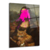 Asi Mona Lisa ve Kedi Pop Art Cam Tablo - Glazella