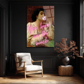 Asi Ruhlu Klasik Portre 'You Bore Me' Neon Cam Tablo - Glazella