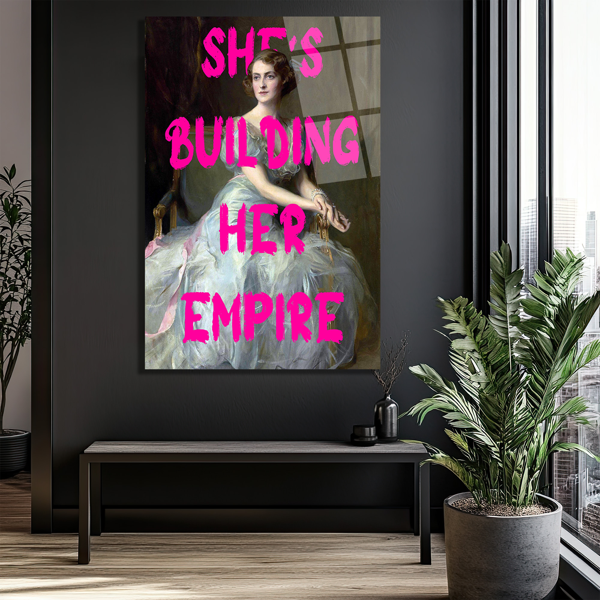 She's Building Her Empire Cam Tablo | Güçlü Kadın Sanatı - Glazella She's Building Her Empire Cam Tablo | Güçlü Kadın Sanatı - Glazella