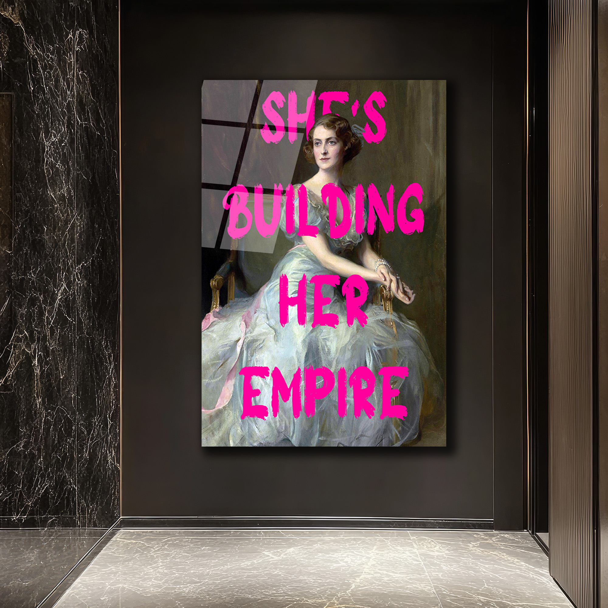 She's Building Her Empire Cam Tablo | Güçlü Kadın Sanatı - Glazella She's Building Her Empire Cam Tablo | Güçlü Kadın Sanatı - Glazella