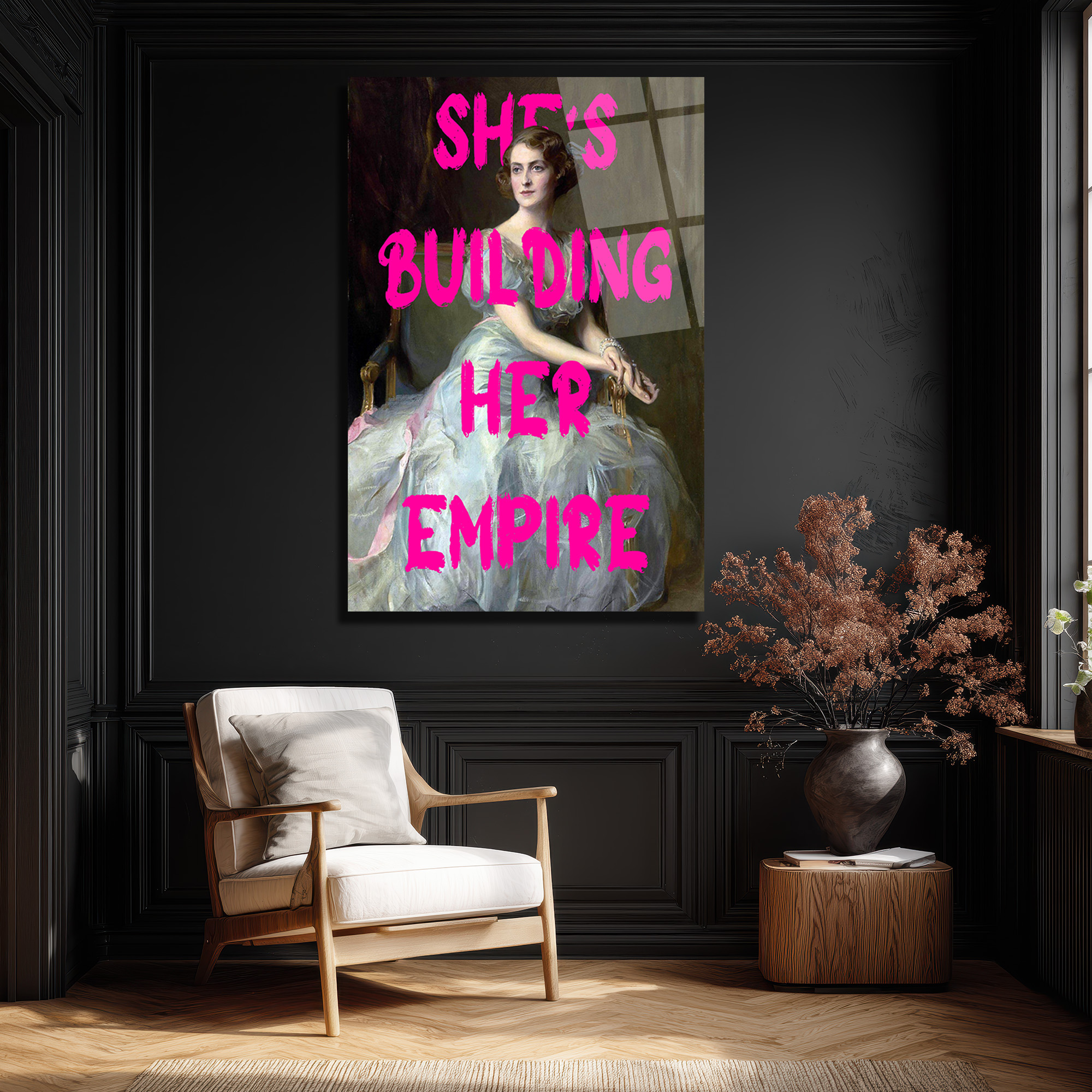 She's Building Her Empire Cam Tablo | Güçlü Kadın Sanatı - Glazella She's Building Her Empire Cam Tablo | Güçlü Kadın Sanatı - Glazella