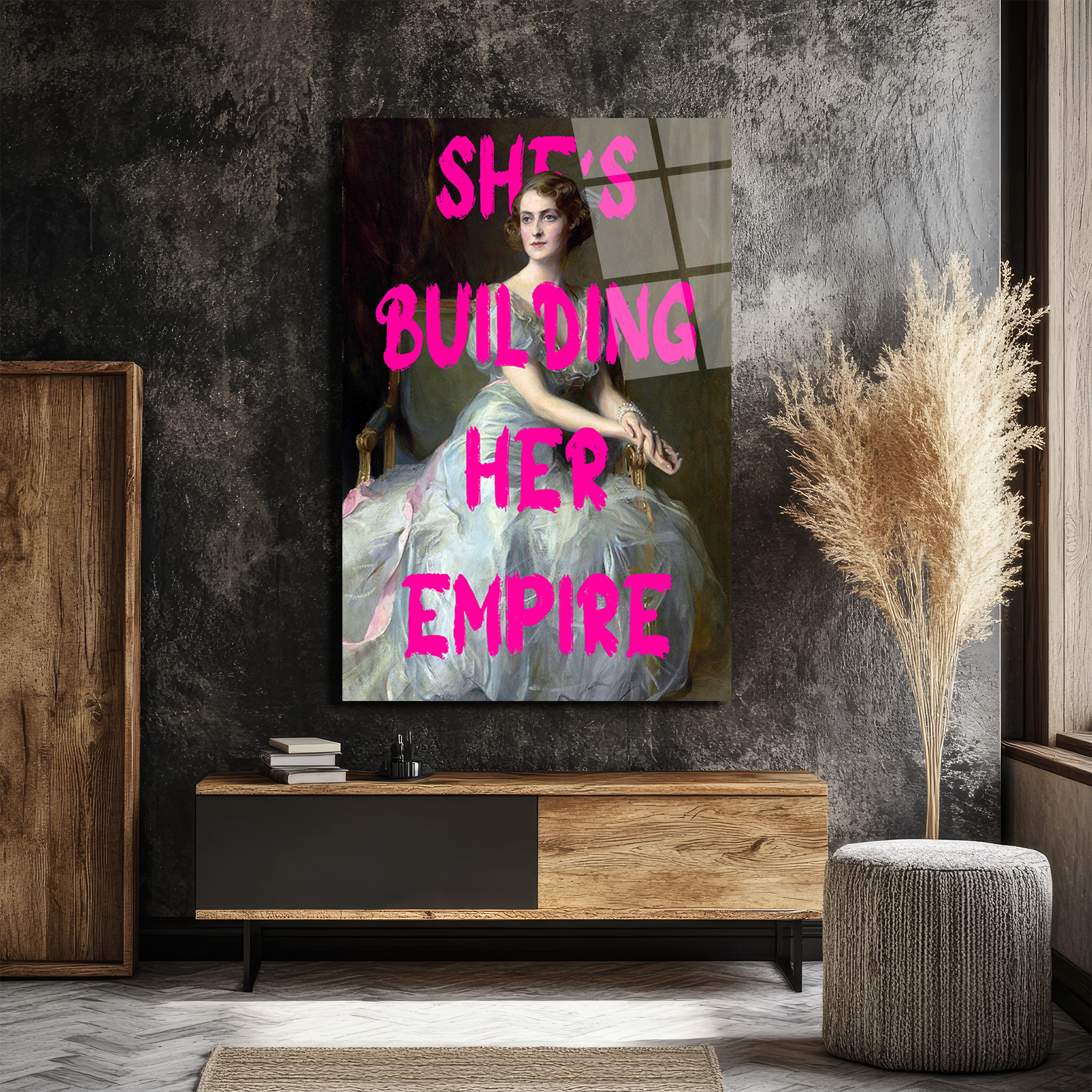 She's Building Her Empire Cam Tablo | Güçlü Kadın Sanatı - Glazella She's Building Her Empire Cam Tablo | Güçlü Kadın Sanatı - Glazella