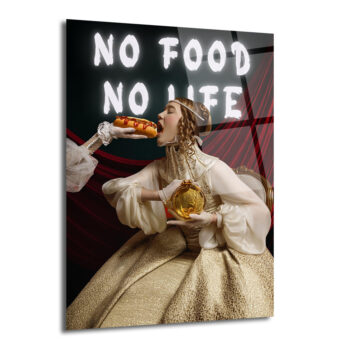 No Food No Life Cam Tablo: Barok Zarafeti ve Pop Art Dokunuşu - Glazella