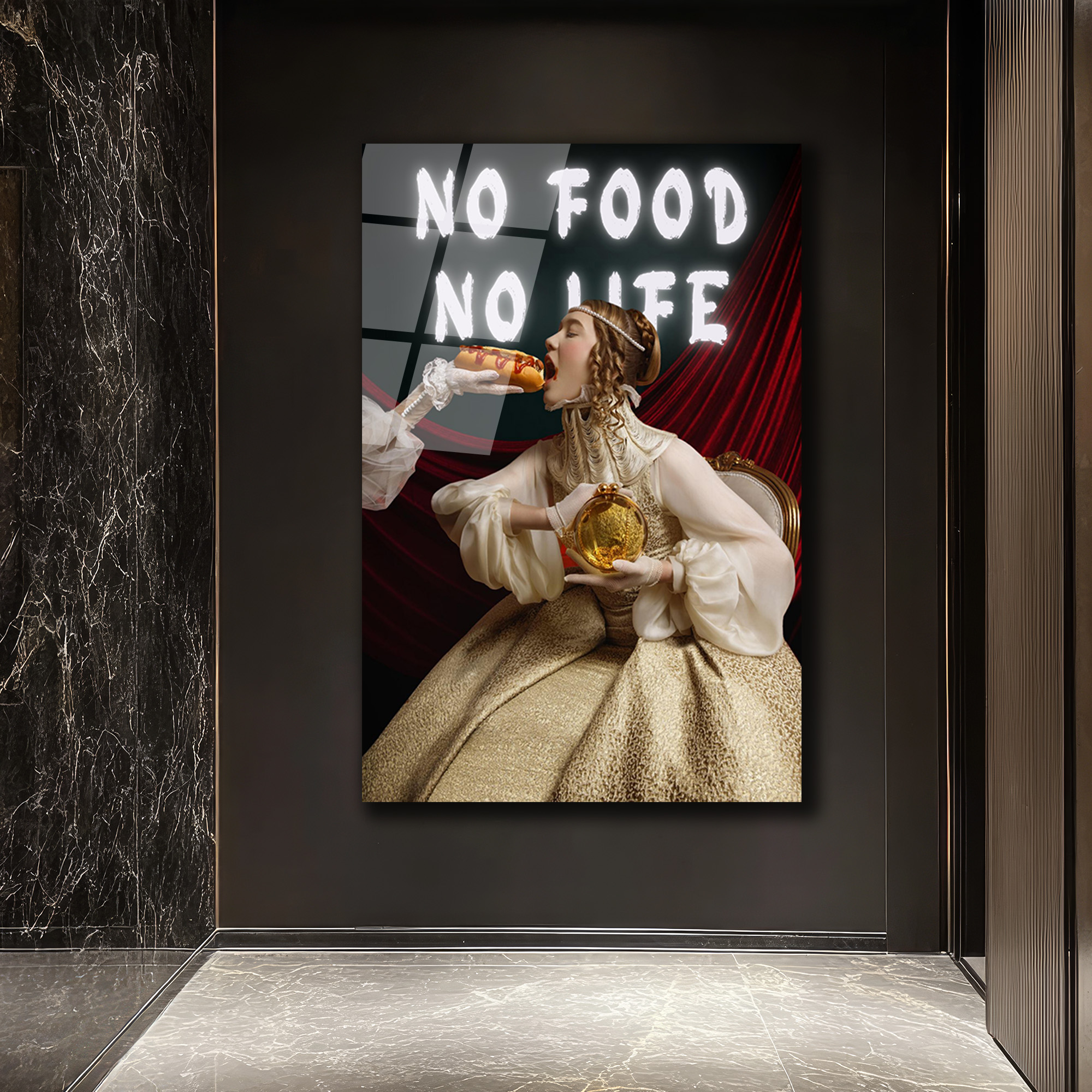 No Food No Life Cam Tablo: Barok Zarafeti ve Pop Art Dokunuşu - Glazella No Food No Life Cam Tablo: Barok Zarafeti ve Pop Art Dokunuşu - Glazella