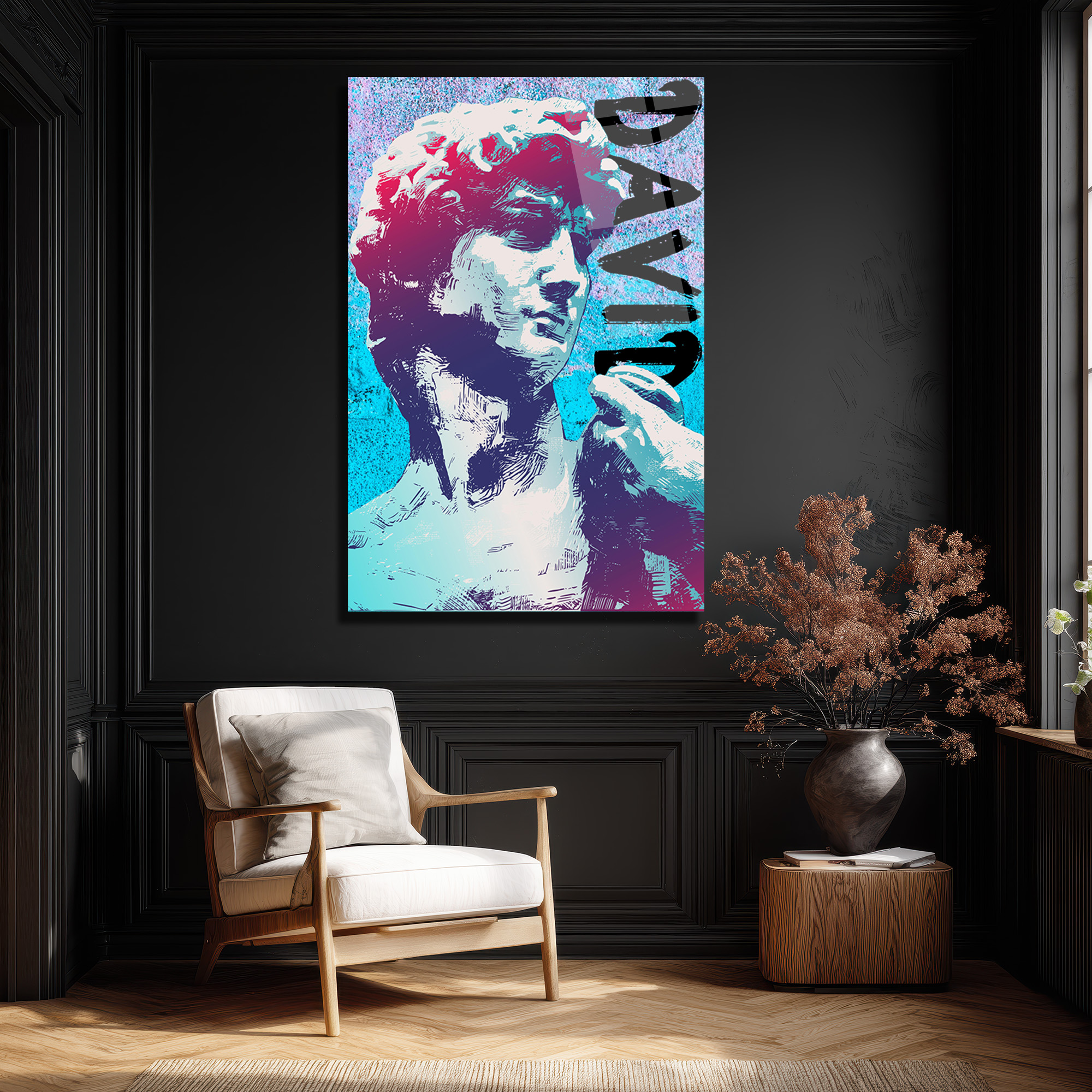 Michelangelo David Pop Art Cam Tablo - Modern Sanat Duvar Dekoru - Glazella Michelangelo David Pop Art Cam Tablo - Modern Sanat Duvar Dekoru - Glazella
